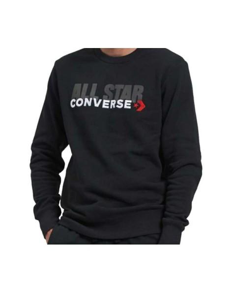 SWEATSHIRT FÜR HERREN CONVERSE ALL STAR CREW BLACK 100% COTTON-10024193-A01