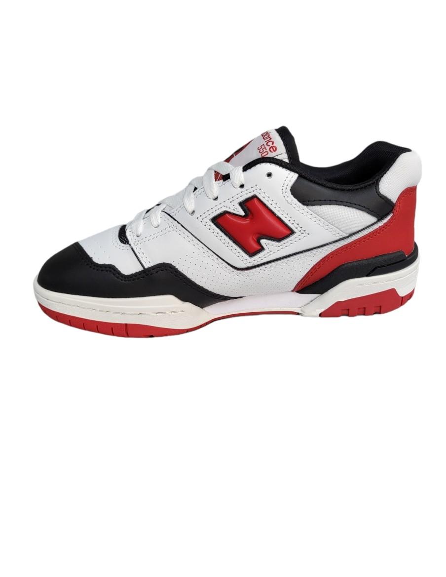 NEW BALANCE 550 MEN'S SNEAKERS IN LEATHER-WHITE-RED-BLACK-BB550HR1
