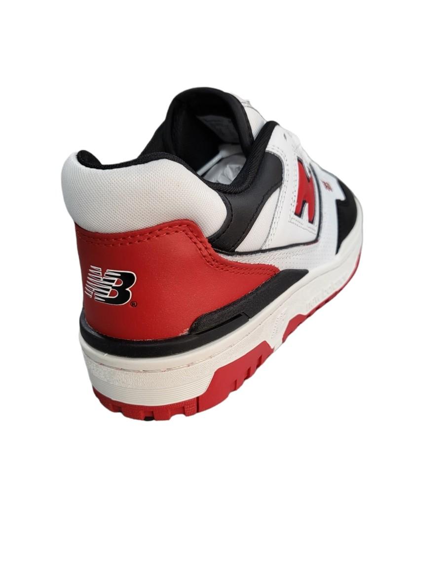 NEW BALANCE 550 MEN'S SNEAKERS IN LEATHER-WHITE-RED-BLACK-BB550HR1