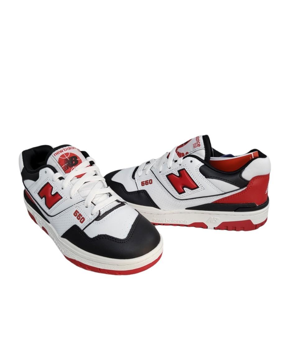 ZAPATILLAS NEW BALANCE 550 HOMBRE EN PIEL-BLANCO-ROJO-NEGRO-BB550HR1
