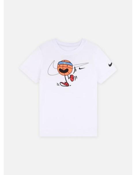 T-SHIRT BAMBINO NIKE SPORTSWEAR BASKETBALL MOJI SHORTSLEEVE TEE 60%COTONE 40% POLIESTERE-BIANCO-86J624-001