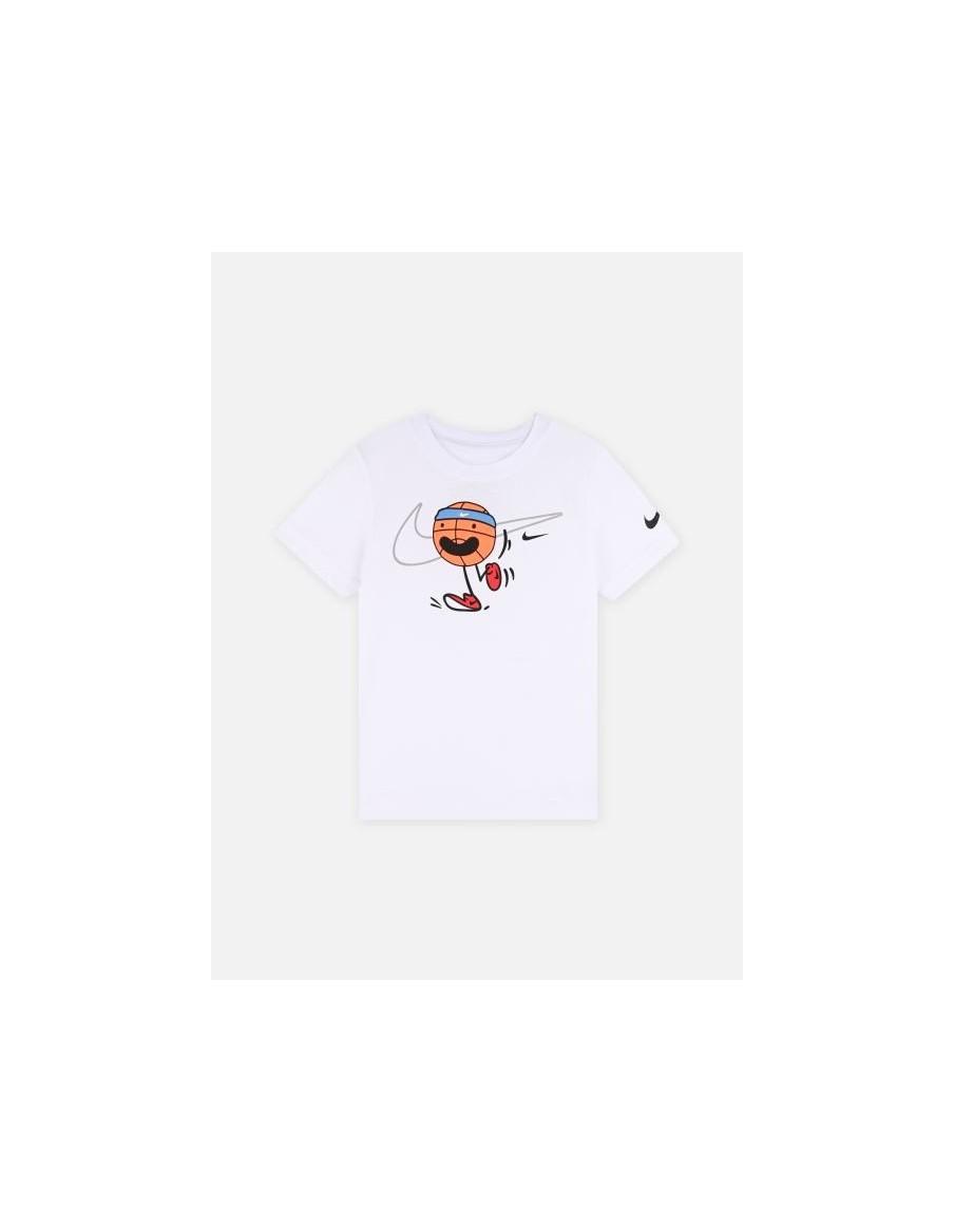 T-SHIRT NIÑO NIKE SPORTSWEAR BASKETBALL MOJI SHORTSLEEVE TEE 60% ALGODON 40% POLIESTER-BLANCO-86J624-001