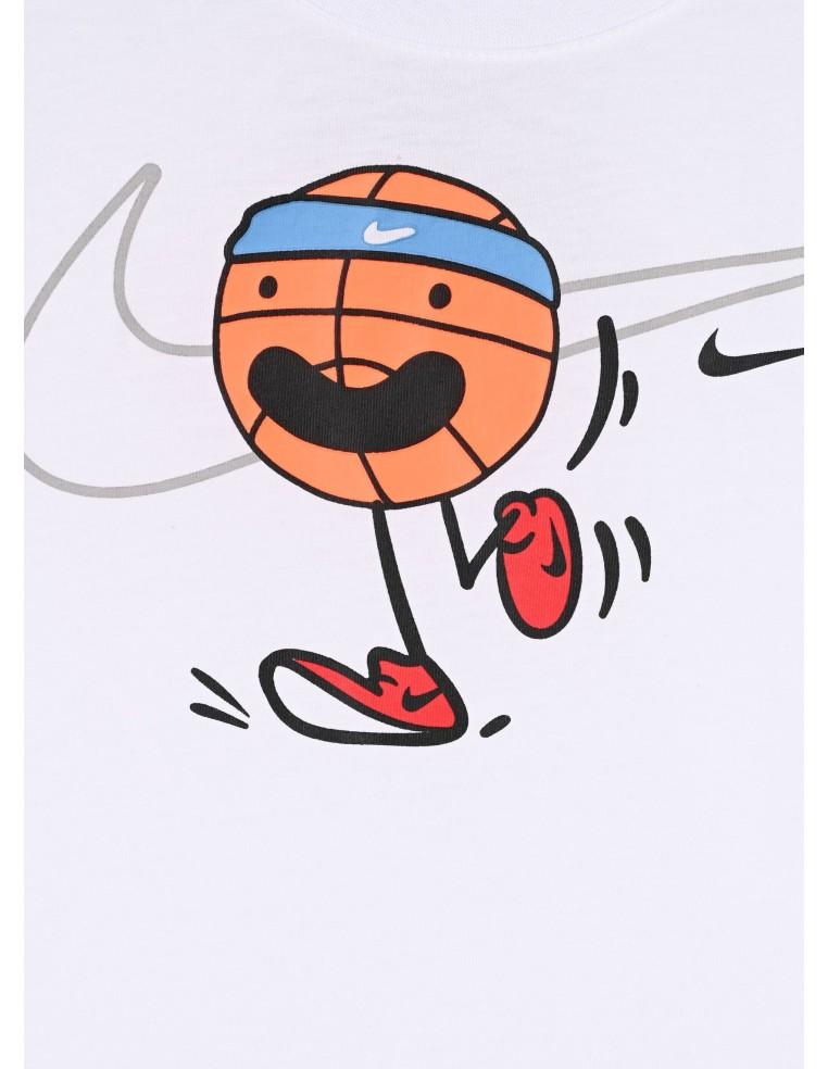 T-SHIRT ENFANT NIKE SPORTSWEAR BASKETBALL MOJI SHORTSLEEVE TEE 60% COTON 40% POLYESTER-BLANC-86J624-001