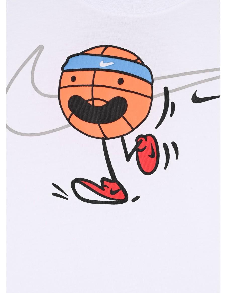 NIKE SPORTSWEAR BASKETBALL MOJI SHORTSLEEVE TEE CHILD T-SHIRT 60% COTTON 40% POLYESTER-WHITE-86J624-001