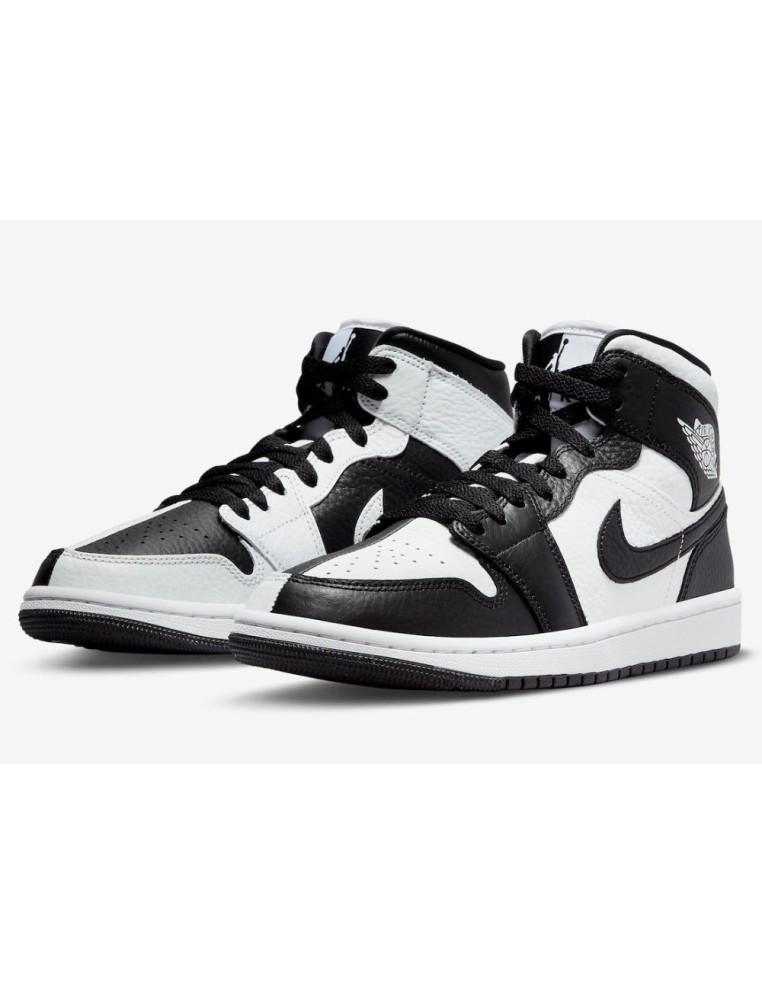 CHAUSSURES NIKE AIR JORDAN 1 MID SE-CUIR-BLANC / NOIR-DR0501-101