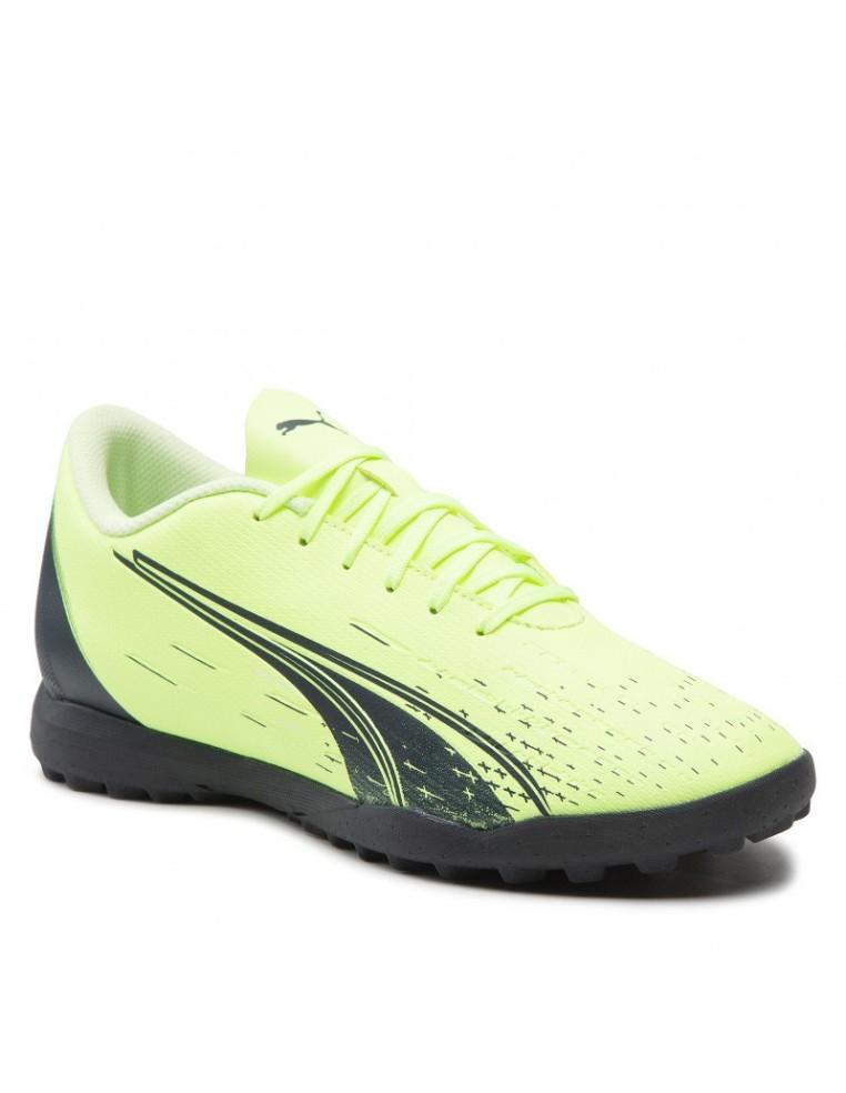 CHAUSSURES DE FOOTBALL PUMA ULTRA PLAY TT-CUIR-VERT FLUO-106909-01