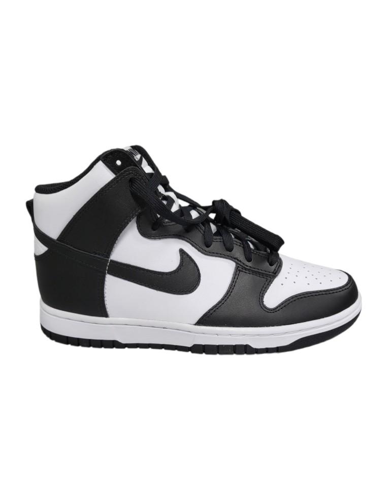 NIKE DUNK HIGH RETRO BLACK WHITE MEN'S SNEAKERS IN LEATHER- DD1399-106