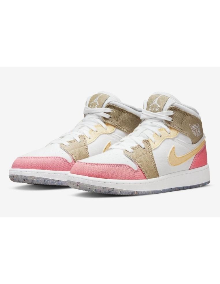 BASKETS NIKE AIR JORDAN 1 MID SE PASTEL GRIND-TELA-DJ0338-100