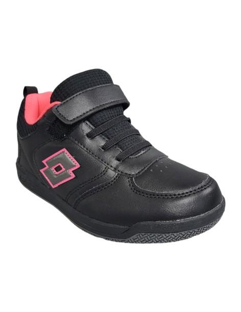 SCARPE BAMBINA LOTTO SET ACE AMF XIX-PELLE-NERO-218202-7J1 2