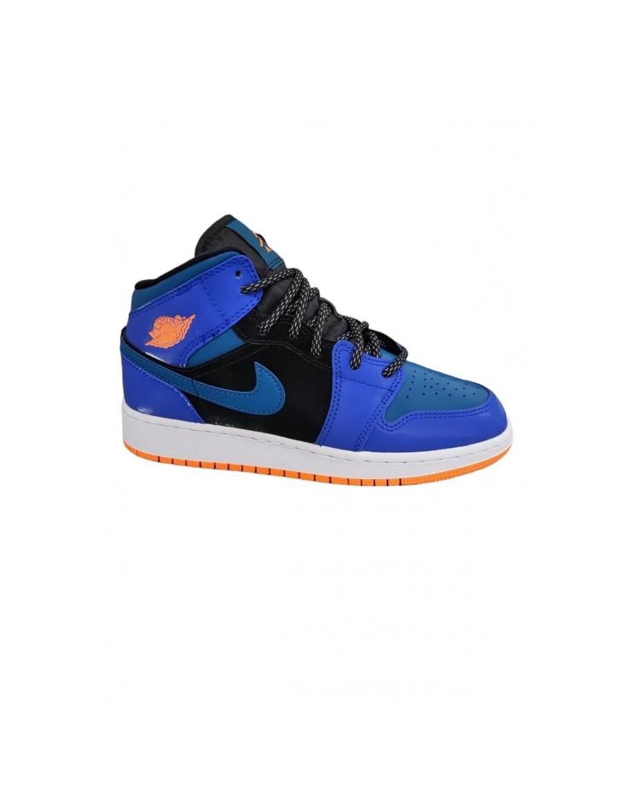ZAPATILLAS NIKE AIR JORDAN 1 MID -CUERO- AZUL / AZUL CLARO / NEGRO-554725-440