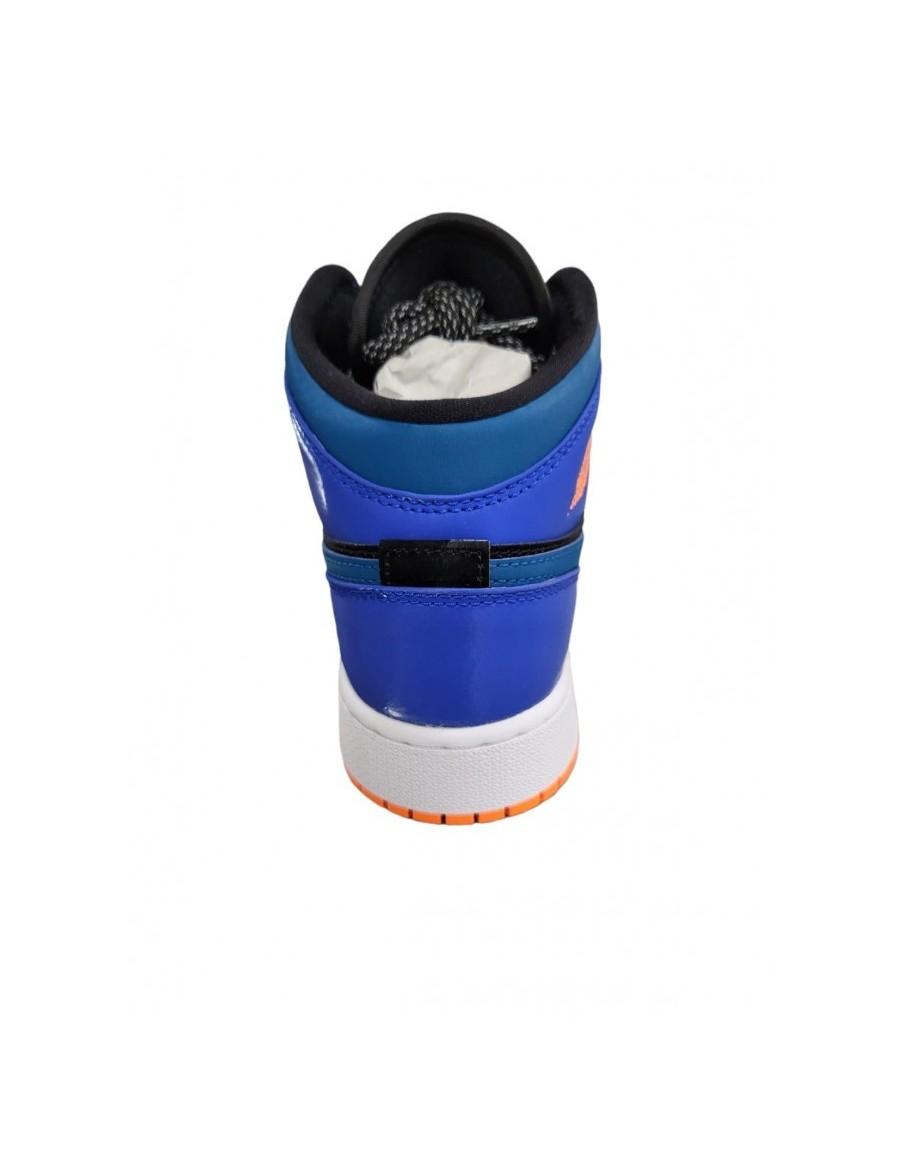 NIKE AIR JORDAN 1 MID SNEAKERS -LEDER- BLAU / HELLBLAU / SCHWARZ-554725-440
