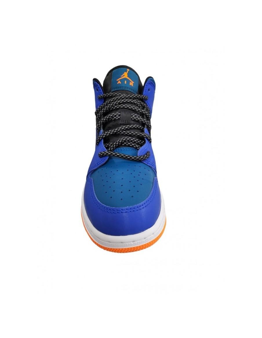 SNEAKERS NIKE AIR JORDAN 1 MID -PELLE- BLU/AZZURRO/NERO-554725-440