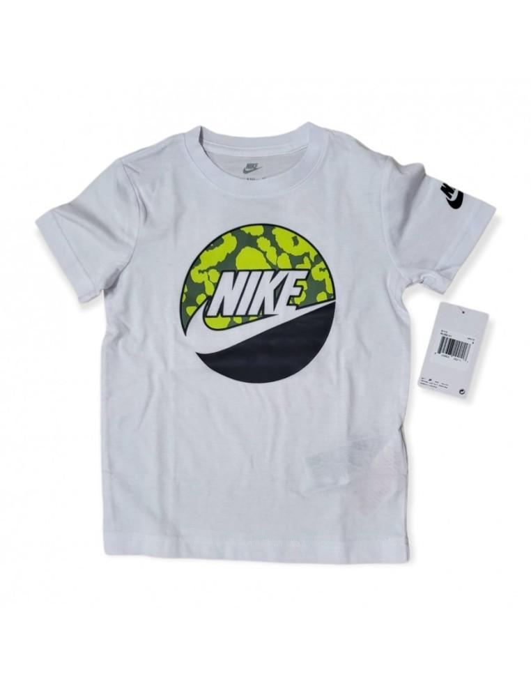 T-SHIRT BAMBINO NIKE FUTURA PRINT FILL CIRCLE 60%COTONE 40% POLIESTERE-BIANCO-86J589-001