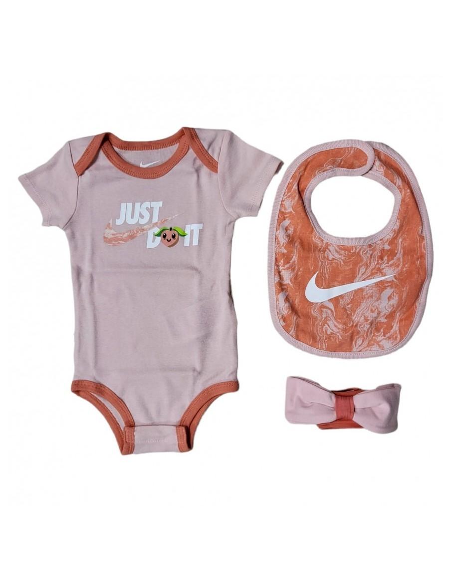 COMPLETO BAMBINA NIKE LIL FRUITS 3 PEZZI 100% COTONE-ROSA-NN0806-X24