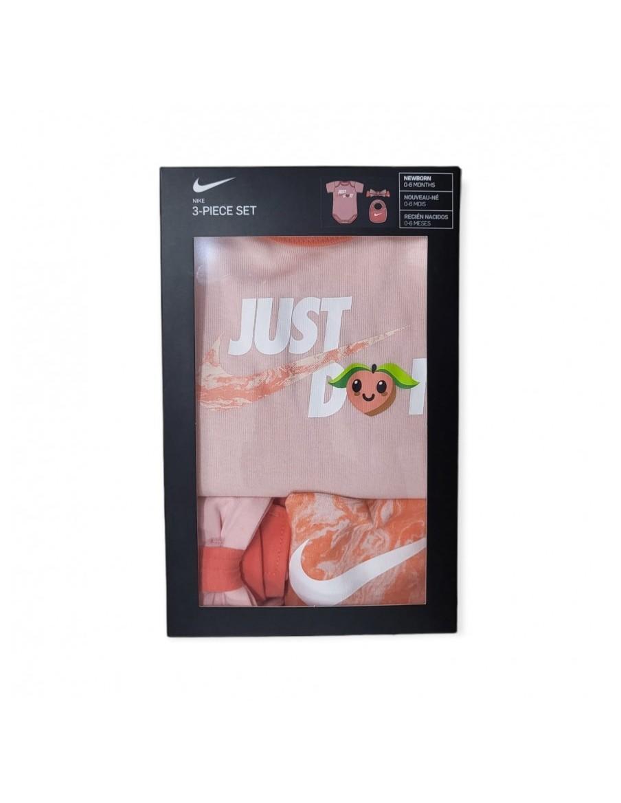 COMPLETO BAMBINA NIKE LIL FRUITS 3 PEZZI 100% COTONE-ROSA-NN0806-X24