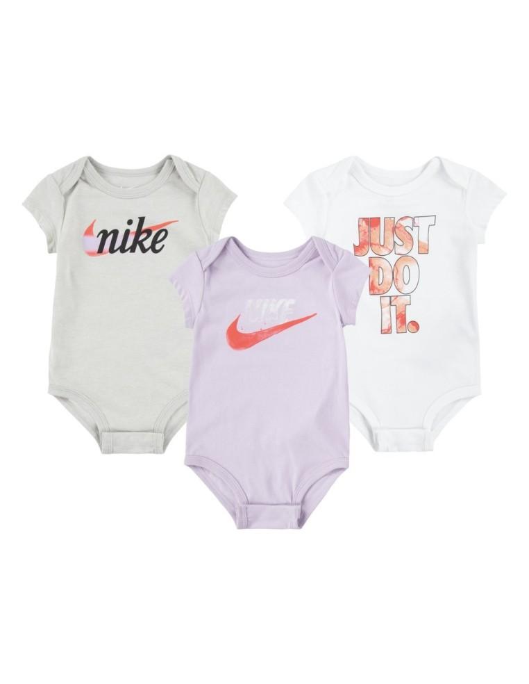 BODY BAMBINA NIKE SUMMER DAZE 3 PEZZI BODYSUIT-LILLA/GRIGIO/BIANCO-16J550-P6I