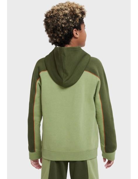 FELPA BAMBINO NIKE SPORTSWEAR CON CAPPUCCIO- VERDE -DR9176-334 2