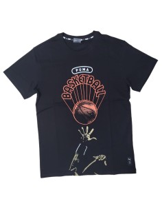 T-SHIRT UOMO PUMA PALLACANESTRO GRAPHIC TEE NERO IN COTONE
