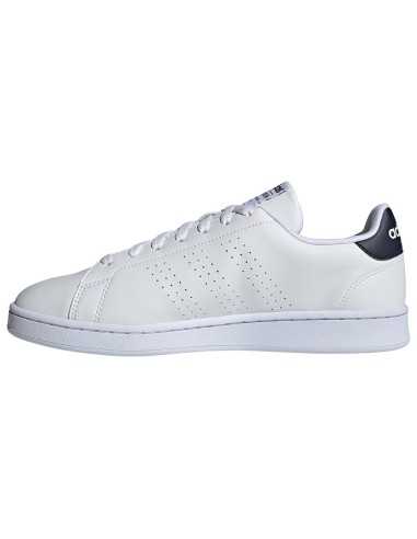 SCARPE UOMO ADIDAS ADVANTAGE BIANCHE/BLU IN PELLE