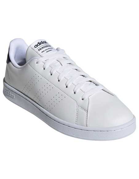 SCARPE UOMO ADIDAS ADVANTAGE BIANCHE/BLU IN PELLE