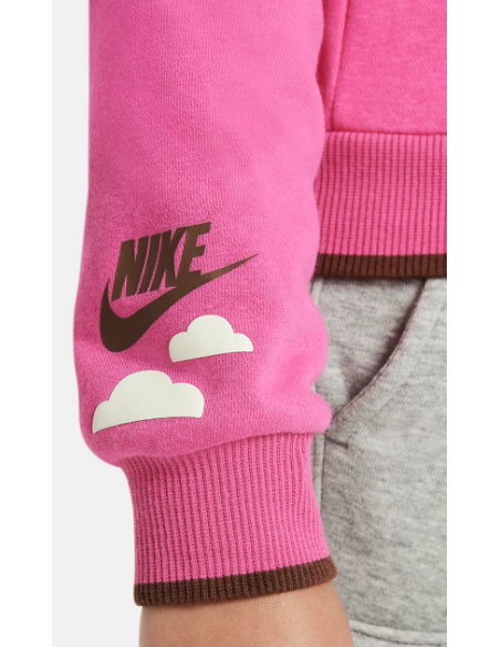 Sweatshirt fille Nike Sweet Swoosh - coton brossé - fuchsia