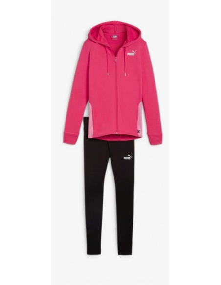 Puma Mettallic Damen-Trainingsanzug – Fuchsia/Schwarz