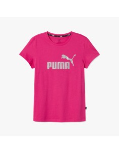 Puma Logo Glitter Damen T-Shirt - Fuchsia