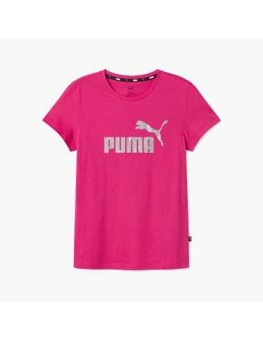 Camiseta Puma Logo Glitter - Mujer - Fucsia