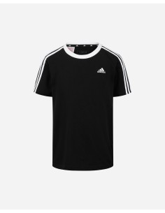 Adidas 3 Stripes Jungen-T-Shirt – Schwarz