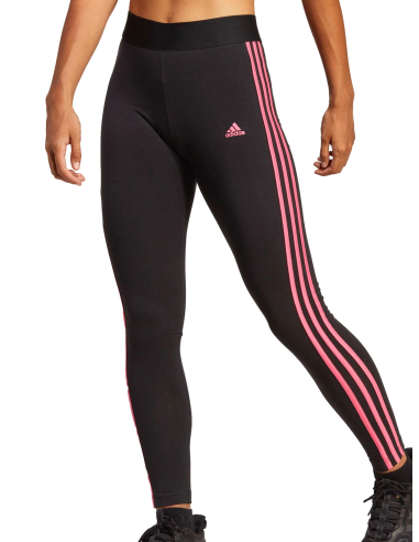 Adidas Essentials 3-Streifen Damen-Leggings – Schwarz/Fuchsia
