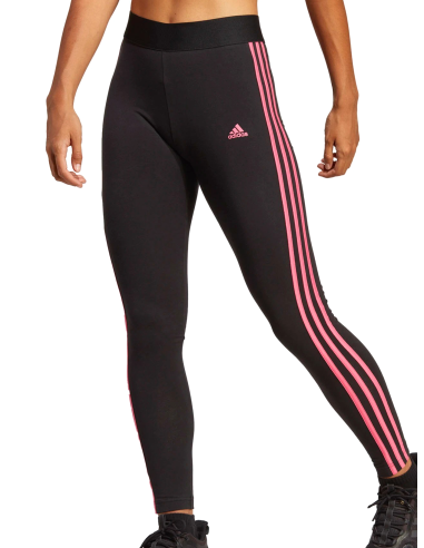 Mallas Adidas Essentials 3 Rayas Mujer - Negro/Fucsia