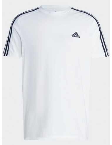 Adidas Essentials Single Jersey 3-Streifen Herren-T-Shirt – Weiß