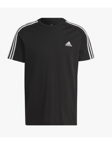 Adidas Essentials Single Jersey 3-Streifen Herren-T-Shirt – Schwarz
