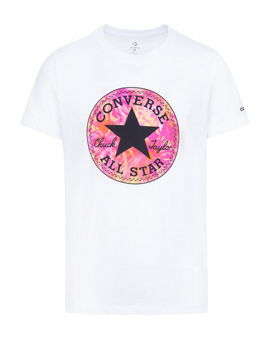Buntes Mädchen-T-Shirt mit Converse-Logo – Weiß