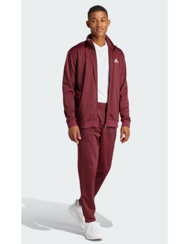 Tuta Uomo Adidas Set tricot con logo lineare - Bordeaux