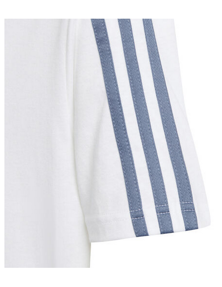 Camiseta Adidas Essentials 3 Rayas Niño - Blanco