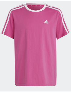 Camiseta Adidas Essentials 3 Rayas Niña Fucsia
