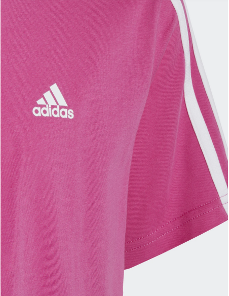 Adidas Essentials 3-Streifen Mädchen-T-Shirt – Fuchsia