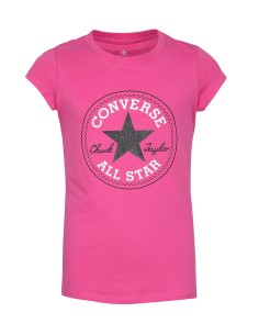 T-Shirt ragazza Convese Chuck Patch - Fucsia