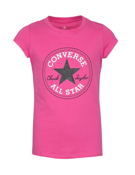 T-Shirt ragazza Convese Chuck Patch - Fucsia