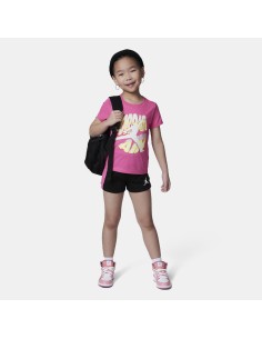 Completo Bambina Jordan Air Stacked - Nero/Fucsia