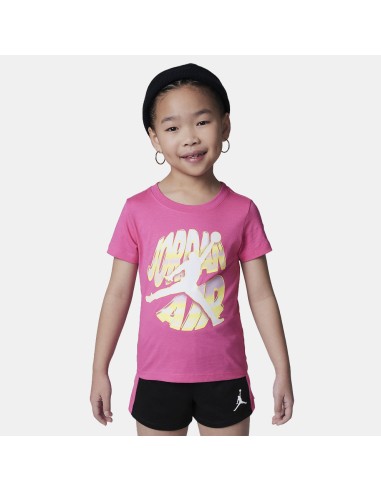 Jordan Air Stacked Mädchen-Set – Schwarz/Fuchsia
