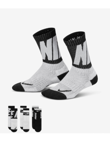 Tres pares de calcetines deportivos Nike Dri-Fit - Negro/Blanco