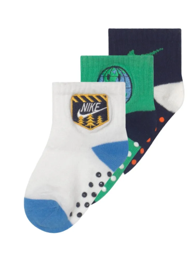 Drei Paar rutschfeste Nike The Great Outdoors-Socken – Grün/Blau/Weiß