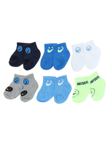 Seis pares de calcetines Nike para bebés y niños pequeños - Blanco/Azul/Gris