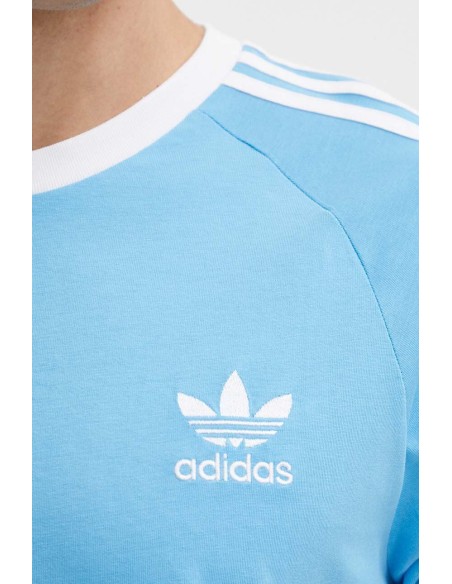 Camiseta Adidas Adicolor Classics 3 Rayas Hombre - Azul Claro