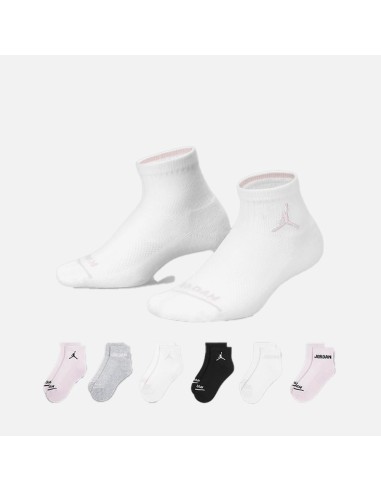 warzSechs Paar Jordan Legend Crew Socken – Weiß/Sch/Grau/Rosa