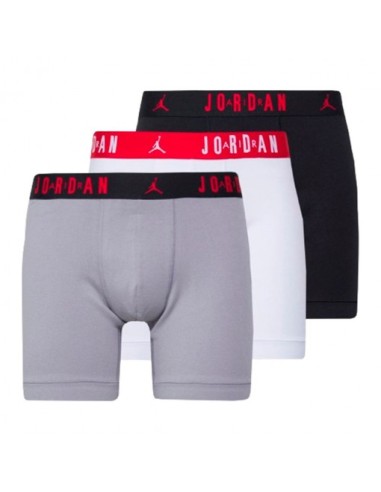 Trois Boxers Jordan Flight Cotton Stretch - Noir/Blanc/Gris