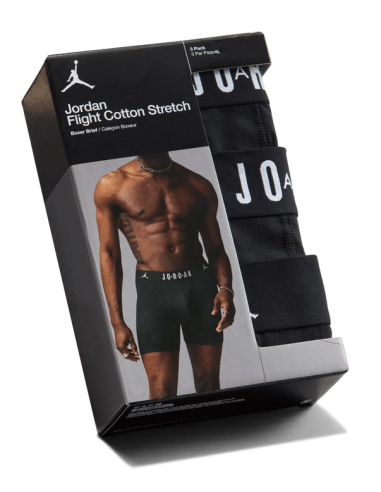 Tre Boxer Uomo Jordan Flight Cotton Stretch - Nero