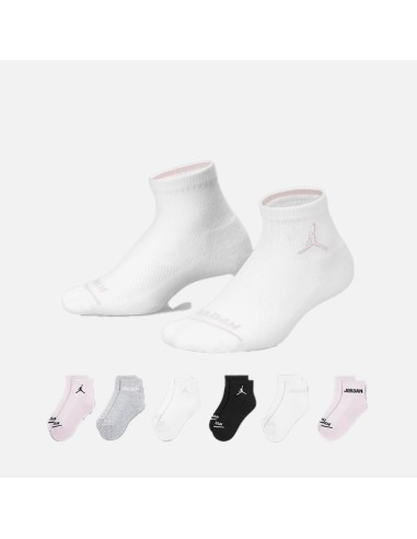 Sechs Paar Jordan Legend Crew Socken – Weiß-Schwarz-Grau-Rosa